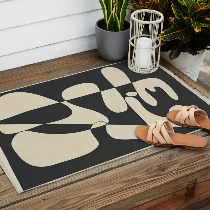 Modern Abstract Contrast - Noir Outdoor Rug Gallery Image 2