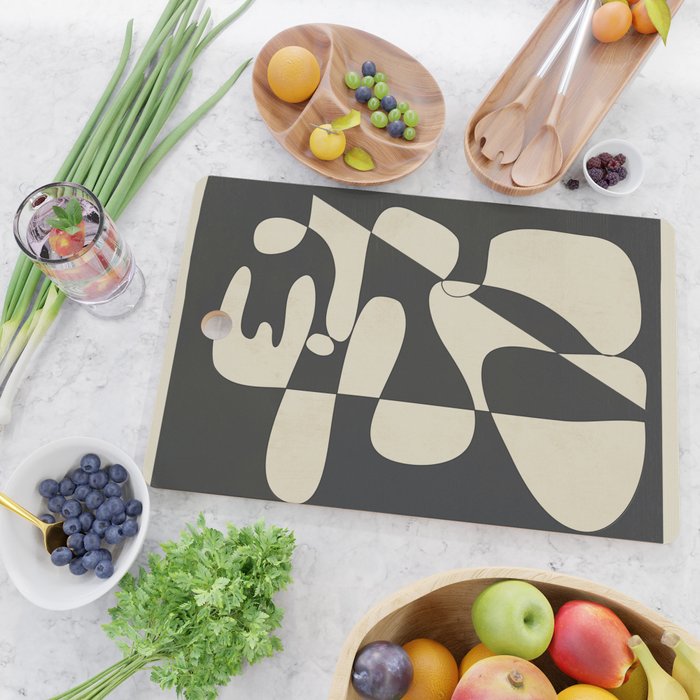 Modern Abstract Contrast - Noir Cutting Board Gallery Image 2
