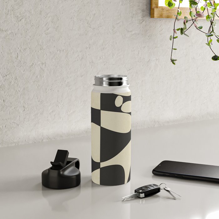 Modern Abstract Contrast - Noir Water Bottle Gallery Image 4