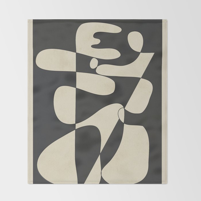 Modern Abstract Contrast - Noir Throw Blanket Gallery Image 2