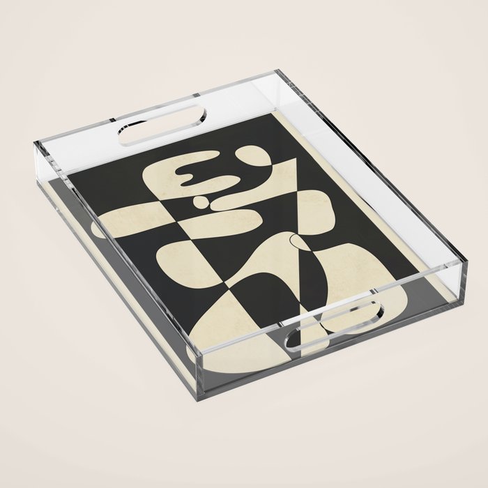 Modern Abstract Contrast - Noir Acrylic Tray Gallery Image 1
