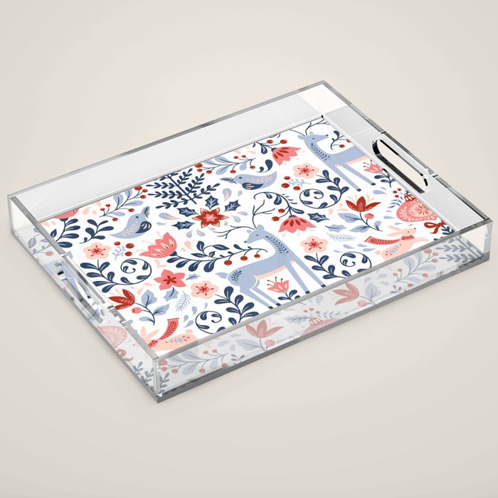 Folk Art Christmas Acrylic Tray Gallery Image 1