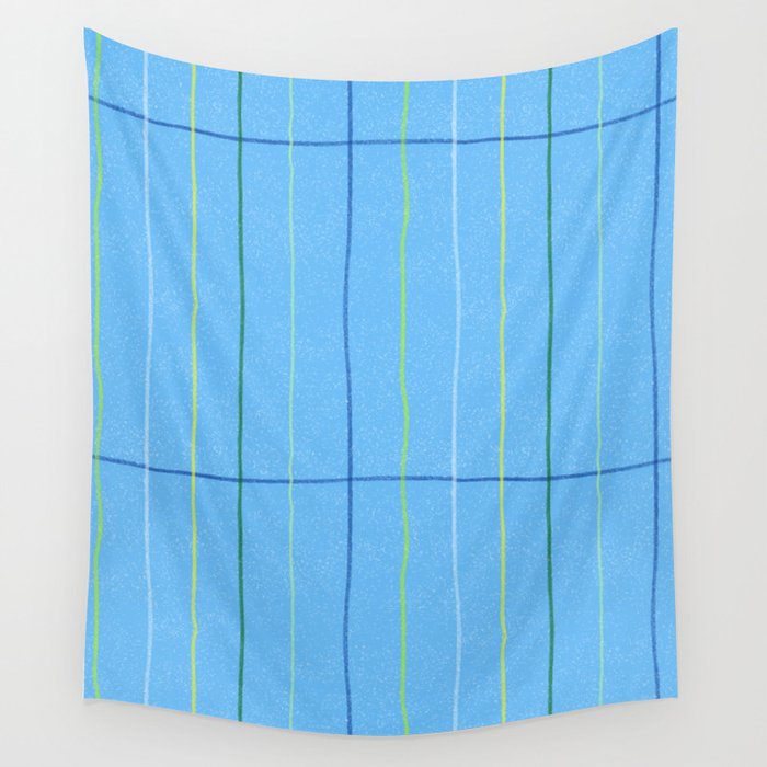 Textured Picnic Pattern in Sky Blue Wall Tapestry Gallery Image 4