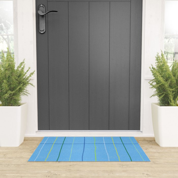 Textured Picnic Pattern in Sky Blue Welcome Mat Gallery Image 3