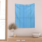 Textured Picnic Pattern in Sky Blue Wall Tapestry Gallery Image 2