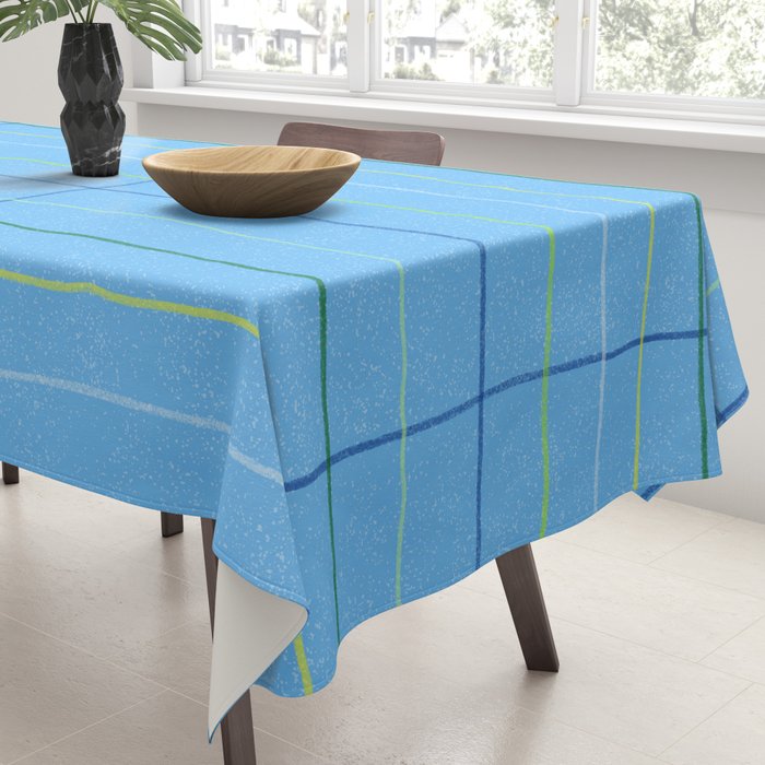 Textured Picnic Pattern in Sky Blue Tablecloth Gallery Image 3