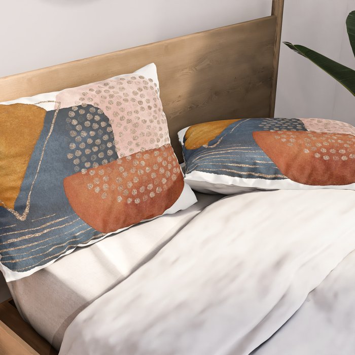 Abstract Terracotta, Navy Blue, Blush Pink, Art Print By LandSartprints  Pillow Sham Gallery Image 2