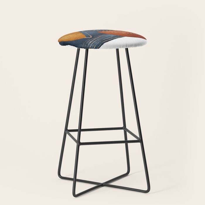 Abstract Terracotta, Navy Blue, Blush Pink, Art Print By LandSartprints  Stool Gallery Image 1