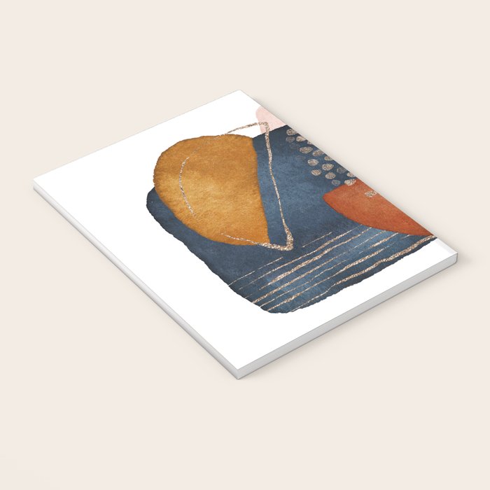 Abstract Terracotta, Navy Blue, Blush Pink, Art Print By LandSartprints  Notebook Gallery Image 3