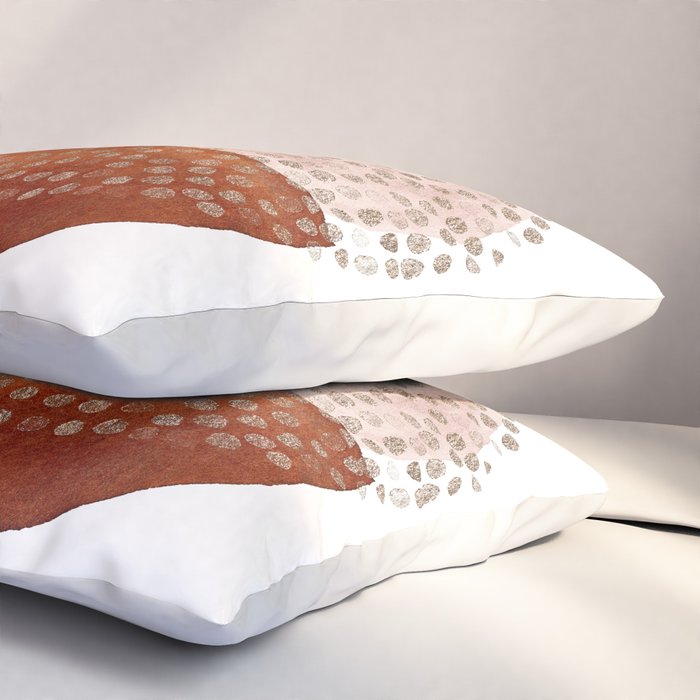 Abstract Terracotta, Navy Blue, Blush Pink, Art Print By LandSartprints  Pillow Sham Gallery Image 3