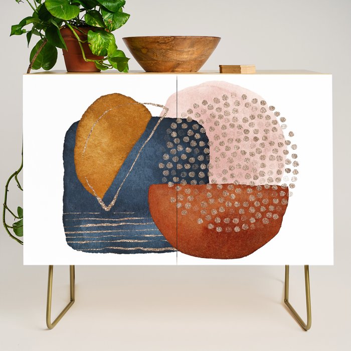 Abstract Terracotta, Navy Blue, Blush Pink, Art Print By LandSartprints  Credenza Gallery Image 1