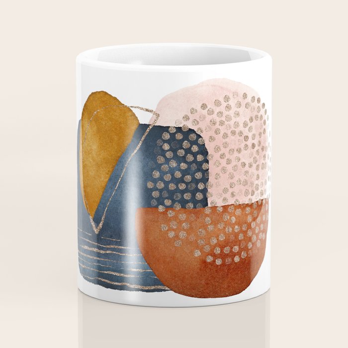 Abstract Terracotta, Navy Blue, Blush Pink, Art Print By LandSartprints  Coffee Mug Gallery Image 4