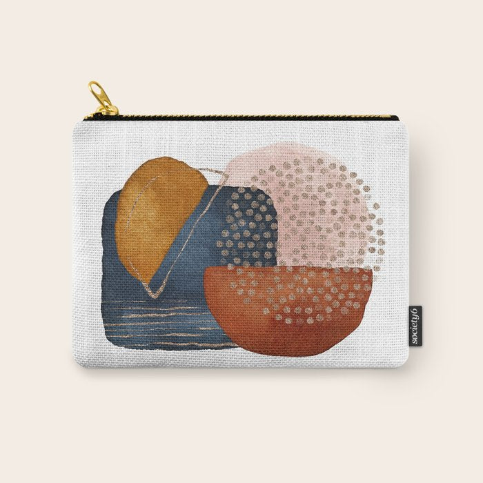 Abstract Terracotta, Navy Blue, Blush Pink, Art Print By LandSartprints  Carry All Pouch Gallery Image 1