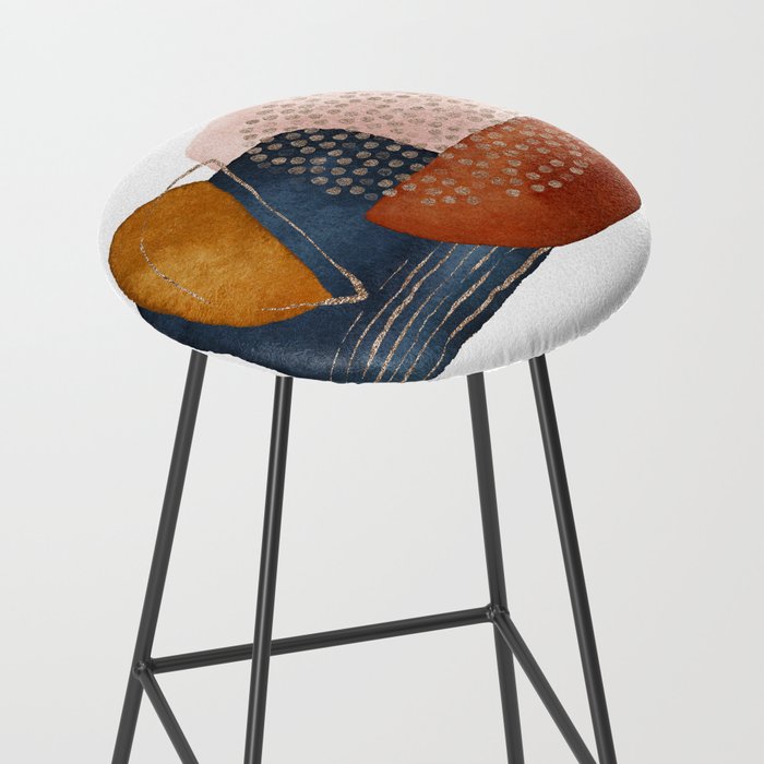 Abstract Terracotta, Navy Blue, Blush Pink, Art Print By LandSartprints  Stool Gallery Image 2