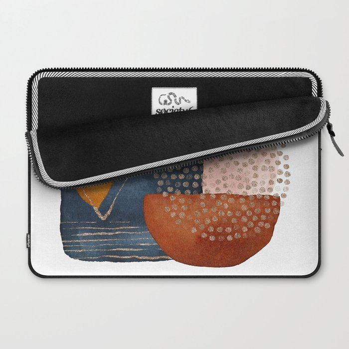 Abstract Terracotta, Navy Blue, Blush Pink, Art Print By LandSartprints  Laptop Sleeve Gallery Image 2