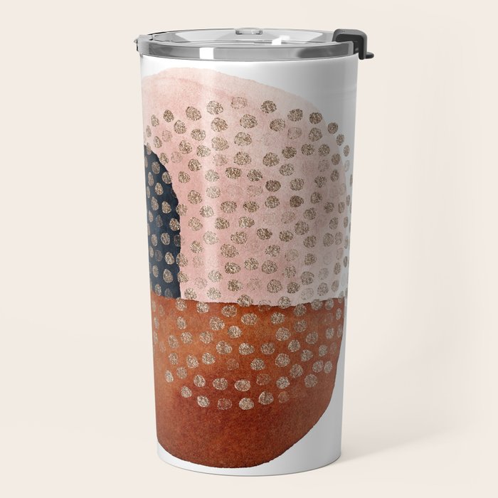 Abstract Terracotta, Navy Blue, Blush Pink, Art Print By LandSartprints  Travel Mug Gallery Image 2