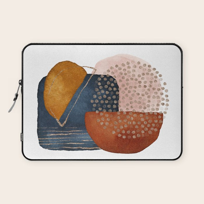 Abstract Terracotta, Navy Blue, Blush Pink, Art Print By LandSartprints  Laptop Sleeve Gallery Image 1