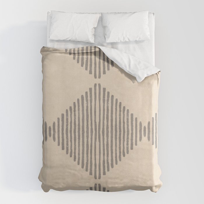 Diamond Stripe Geometric Block Print In Beige Duvet Cover Gallery Image 6