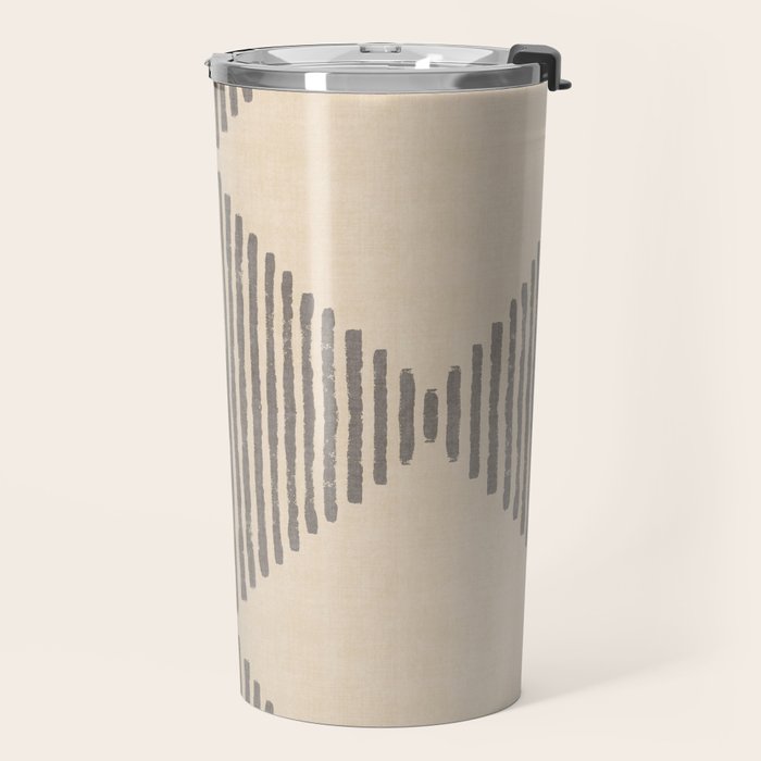 Diamond Stripe Geometric Block Print In Beige Travel Mug Gallery Image 2