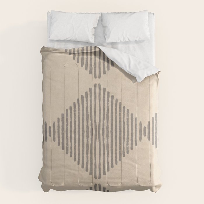 Diamond Stripe Geometric Block Print In Beige Comforter Gallery Image 1
