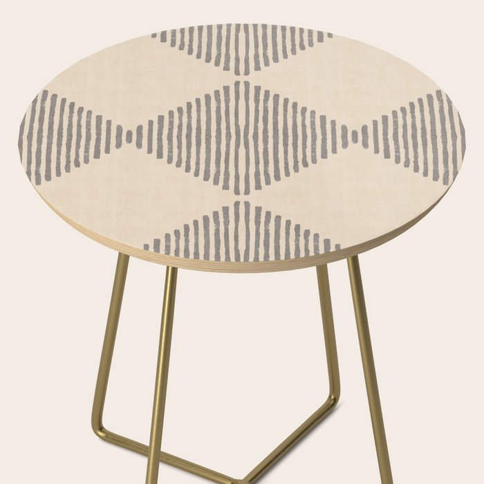 Diamond Stripe Geometric Block Print In Beige Side Table Gallery Image 2
