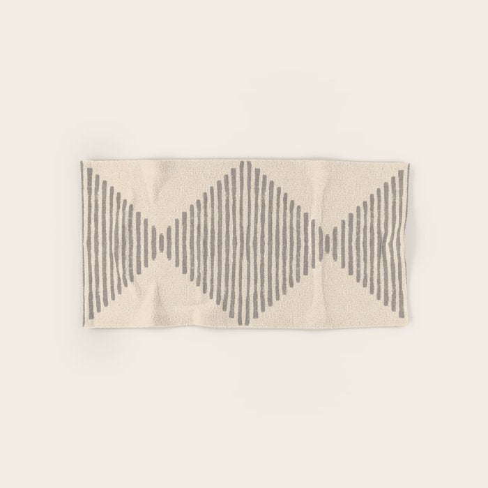 Diamond Stripe Geometric Block Print In Beige Bath Towel Gallery Image 1