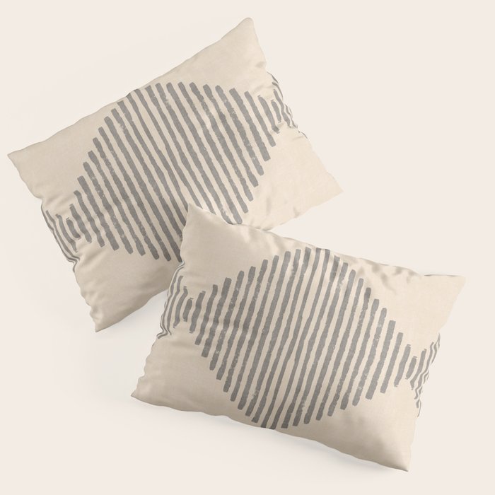 Diamond Stripe Geometric Block Print In Beige Pillow Sham Gallery Image 3