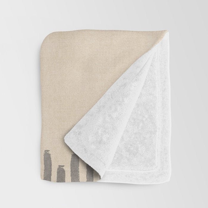 Diamond Stripe Geometric Block Print In Beige Throw Blanket Gallery Image 3