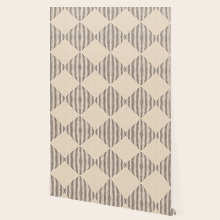 Diamond Stripe Geometric Block Print In Beige Wallpaper Gallery Image 2
