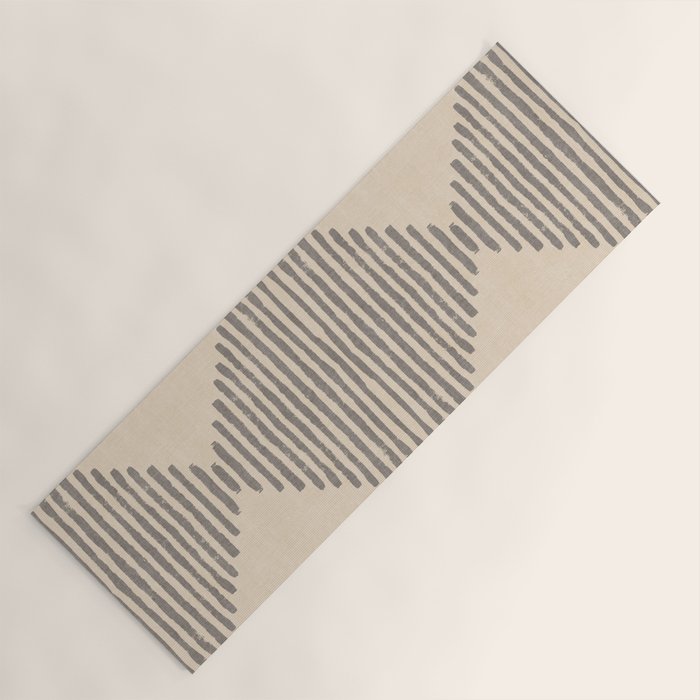 Diamond Stripe Geometric Block Print In Beige Yoga Mat Gallery Image 1