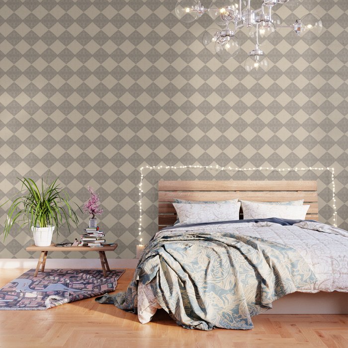 Diamond Stripe Geometric Block Print In Beige Wallpaper Gallery Image 3