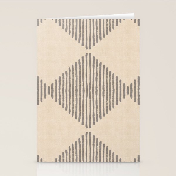 Diamond Stripe Geometric Block Print In Beige Stationery Card Gallery Image 1