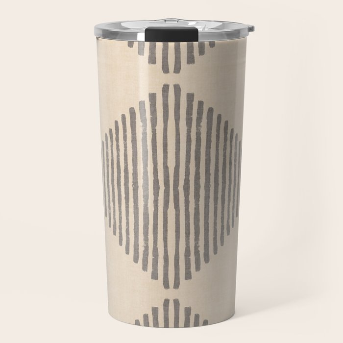 Diamond Stripe Geometric Block Print In Beige Travel Mug Gallery Image 1