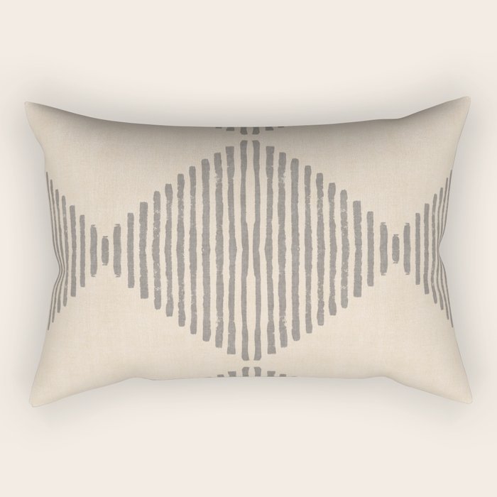 Diamond Stripe Geometric Block Print In Beige Rectangular Pillow Gallery Image 2