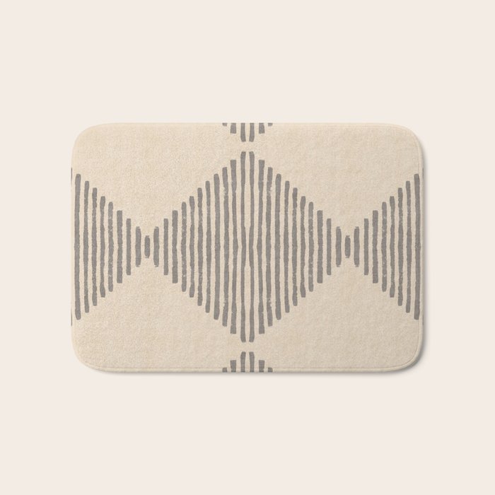 Diamond Stripe Geometric Block Print In Beige Bath Mat Gallery Image 1