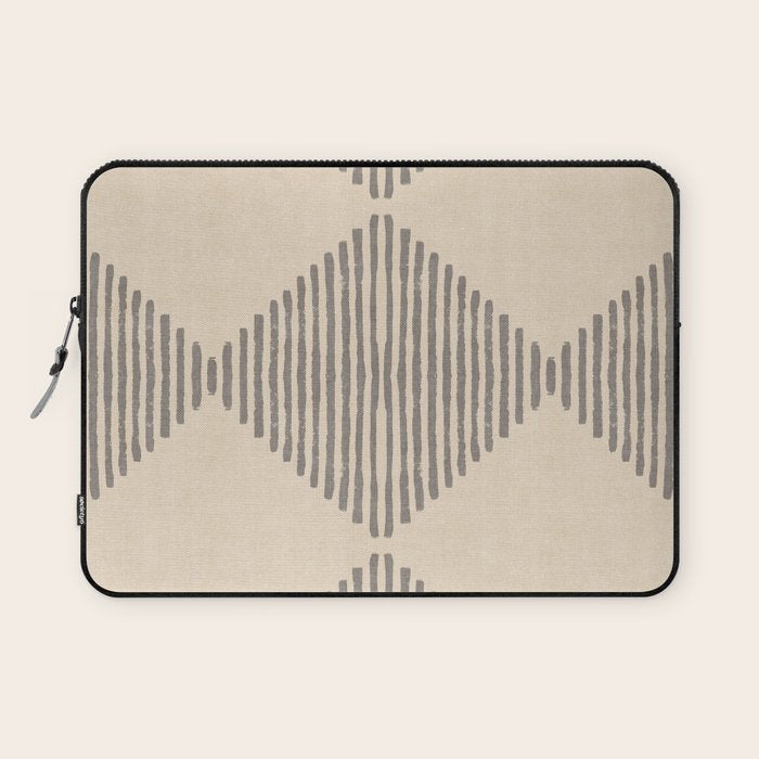 Diamond Stripe Geometric Block Print In Beige Laptop Sleeve Gallery Image 1