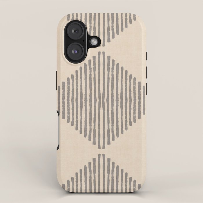 Diamond Stripe Geometric Block Print In Beige iPhone Case Gallery Image 1