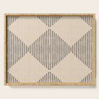 Diamond Stripe Geometric Block Print In Beige Serving Tray Gallery Image 1
