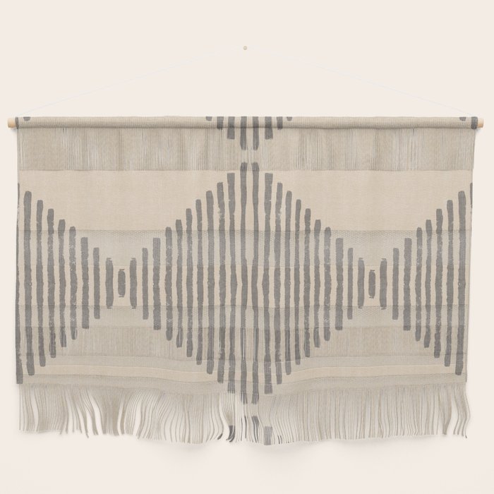 Diamond Stripe Geometric Block Print In Beige Wall Hanging Gallery Image 1