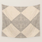Diamond Stripe Geometric Block Print In Beige Wall Tapestry Gallery Image 4