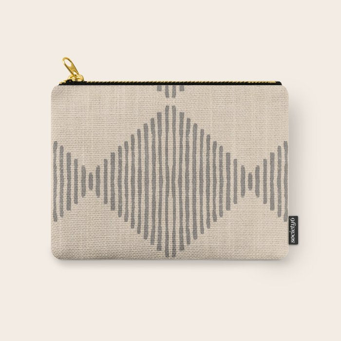 Diamond Stripe Geometric Block Print In Beige Carry All Pouch Gallery Image 1