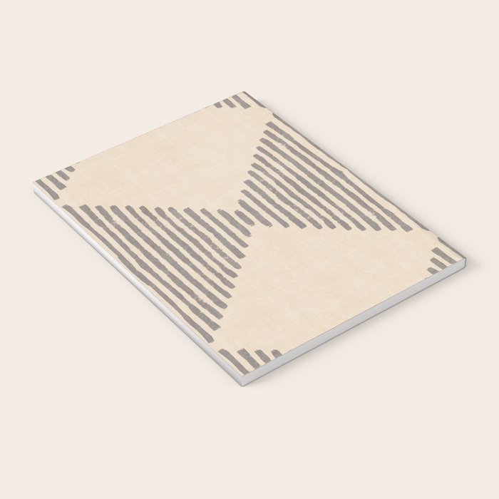 Diamond Stripe Geometric Block Print In Beige Notebook Gallery Image 3
