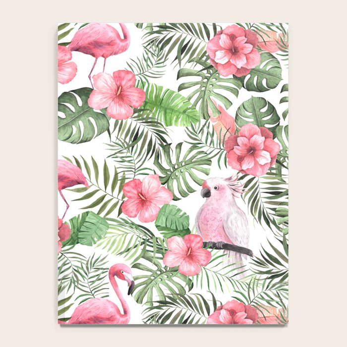 Watercolor Tropical Leaves Flowers Flamingo Cockatoo Notebook Gallery Image 4