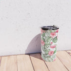 Watercolor Tropical Leaves Flowers Flamingo Cockatoo Travel Mug Gallery Image 4