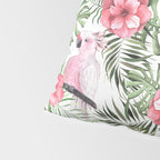 Watercolor Tropical Leaves Flowers Flamingo Cockatoo Pillow Sham Gallery Image 4
