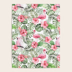 Watercolor Tropical Leaves Flowers Flamingo Cockatoo Poster Gallery Image 4