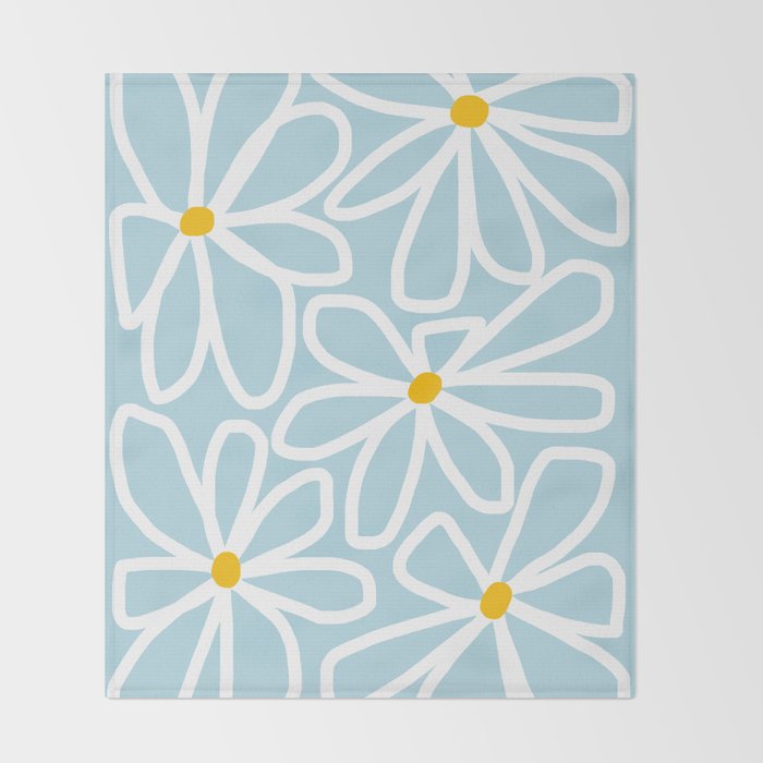 Daisy chain - pastel blue Throw Blanket Gallery Image 2