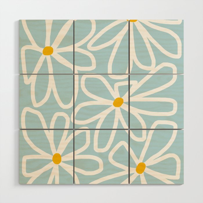 Daisy chain - pastel blue Wood Wall Art Gallery Image 1