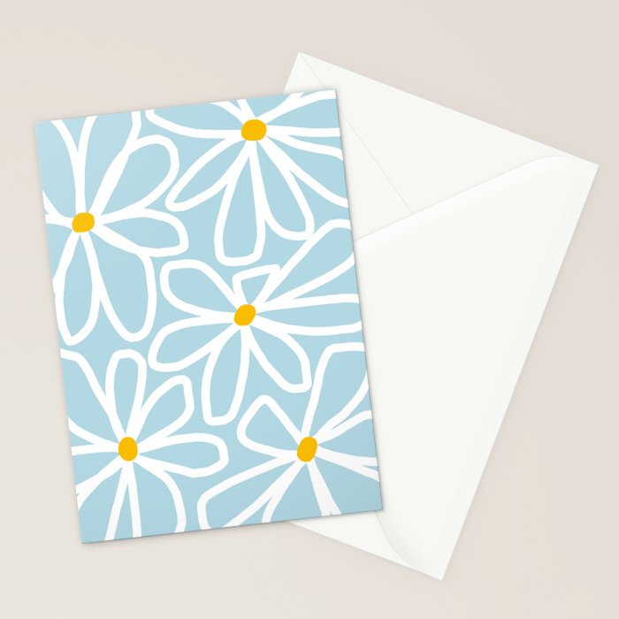 Daisy chain - pastel blue Stationery Card Gallery Image 2