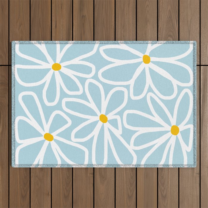 Daisy chain - pastel blue Outdoor Rug Gallery Image 1